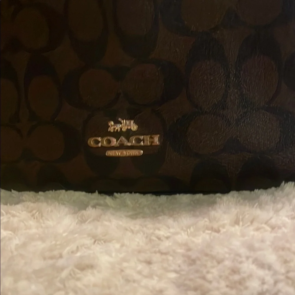 Coach Brown and Cream Crossbody Bag with Sleek Design